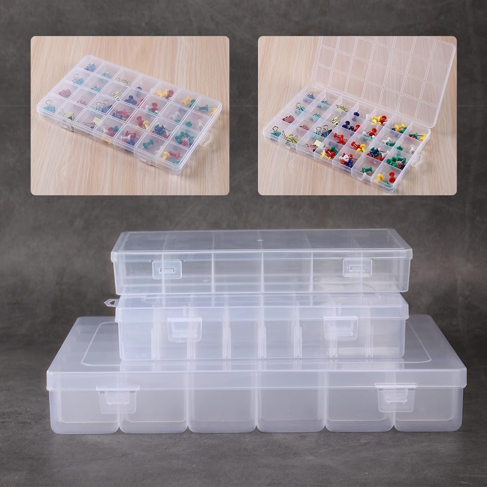 2Pcs Clear Visible Plastic Storage Box- Rectangular Storage Box, Suitable For Beads, Screws Hardware Accessories Organizer Box Art DIY, Crafts, Jewelry, Fishing Tackle, With Label Stickers (24Grids ) - Image 5