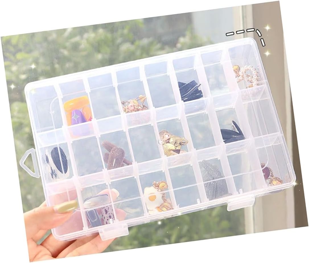 2Pcs Clear Visible Plastic Storage Box- Rectangular Storage Box, Suitable For Beads, Screws Hardware Accessories Organizer Box Art DIY, Crafts, Jewelry, Fishing Tackle, With Label Stickers (24Grids ) - Image 6