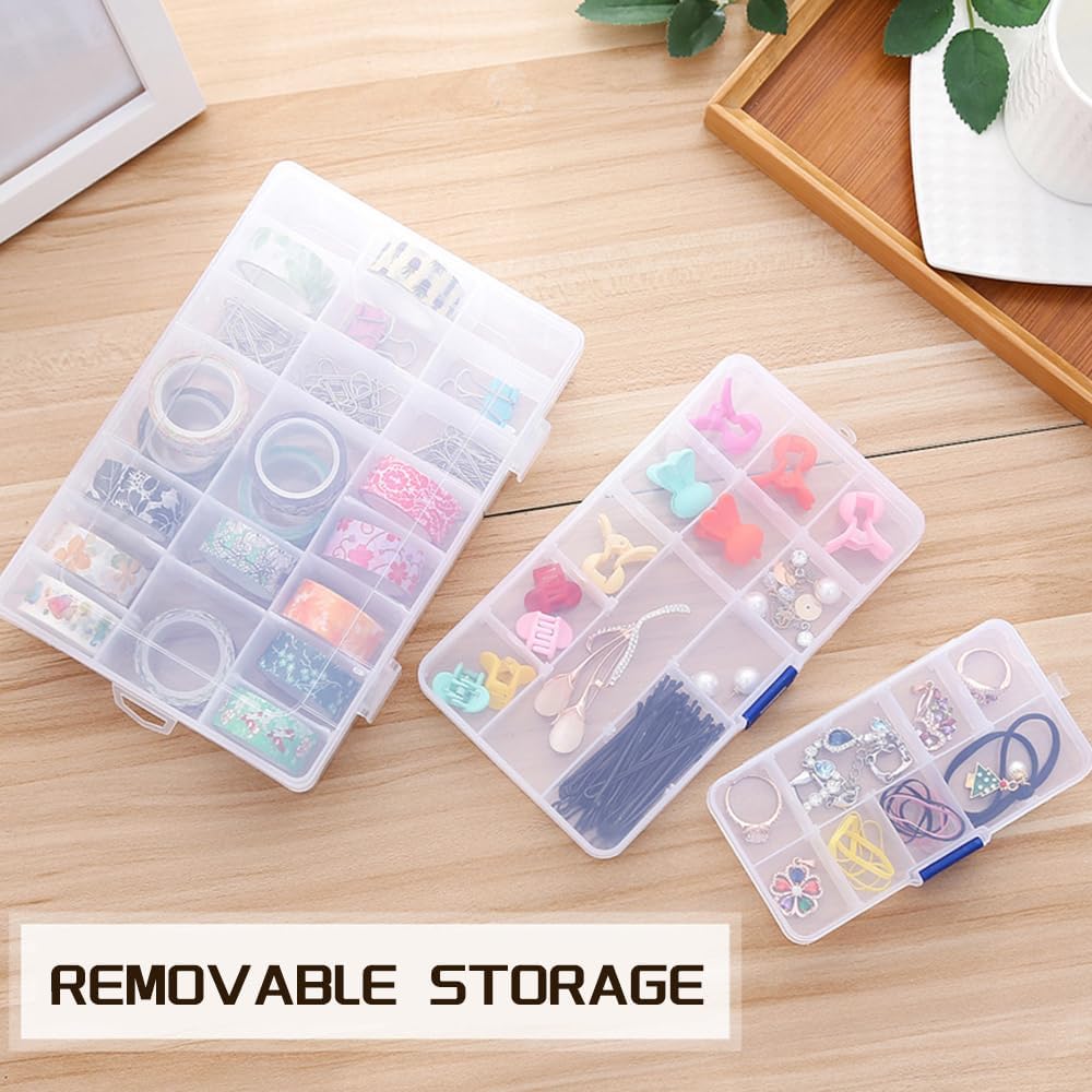 2Pcs Clear Visible Plastic Storage Box- Rectangular Storage Box, Suitable For Beads, Screws Hardware Accessories Organizer Box Art DIY, Crafts, Jewelry, Fishing Tackle, With Label Stickers (24Grids ) - Image 7
