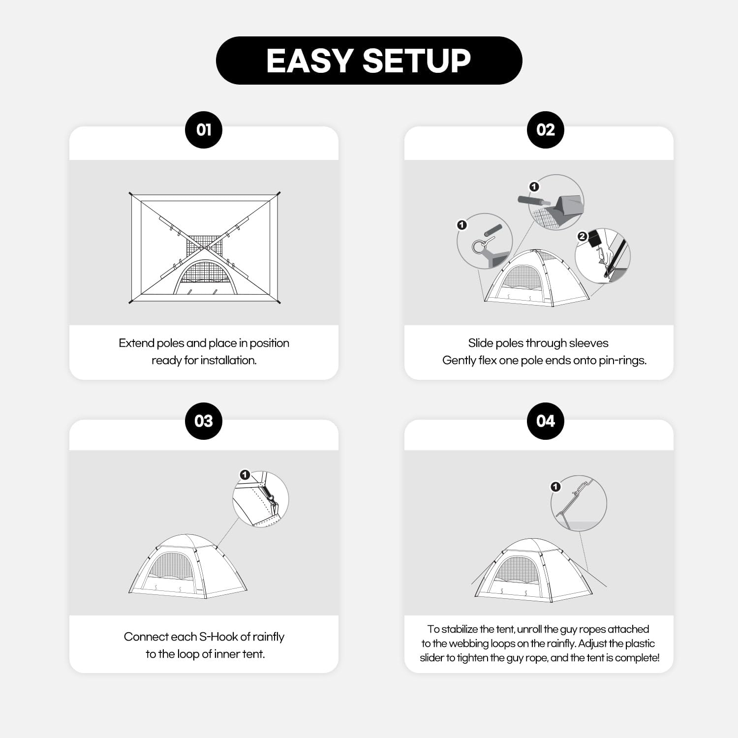 Tents for Camping 2/4/6 Person Camping Dome Tent, Easy to Set Up, Lightweight Camping Tent, Portable Camping Tent for Outdoor and Backpacking Sundome Tent - Image 7