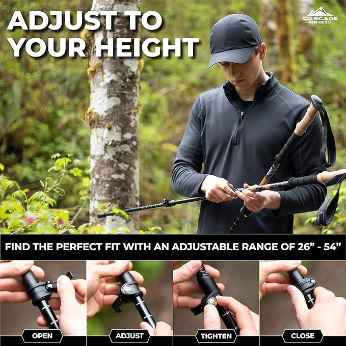 Cascade Mountain Tech Lightweight Aircraft-Grade Aluminum Trekking Poles with Extended Down Grip Plus Tip Kit - Image 3